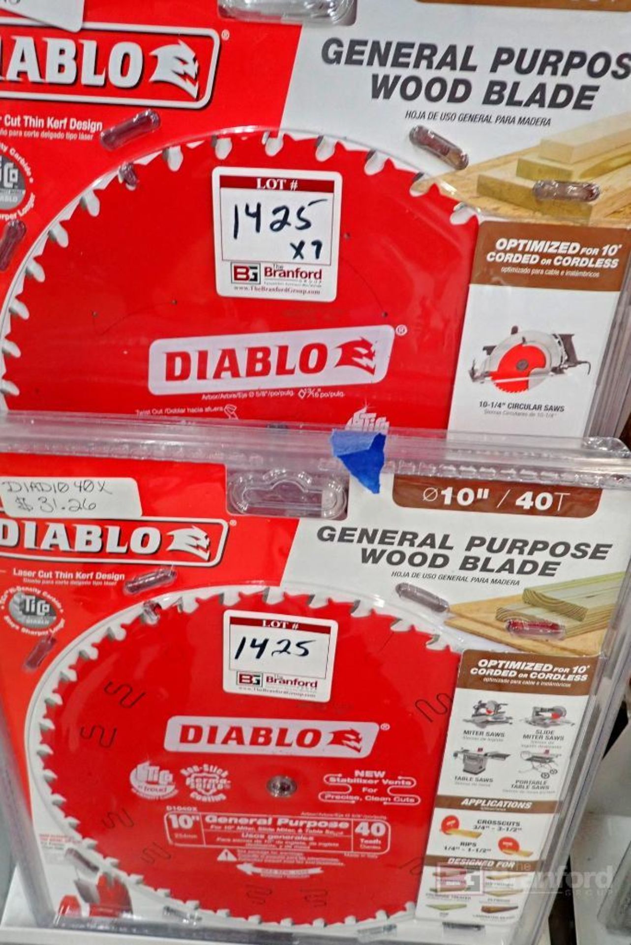 (7) Diablo 10" & 10-1/4" 40T General Purpose Saw Blades