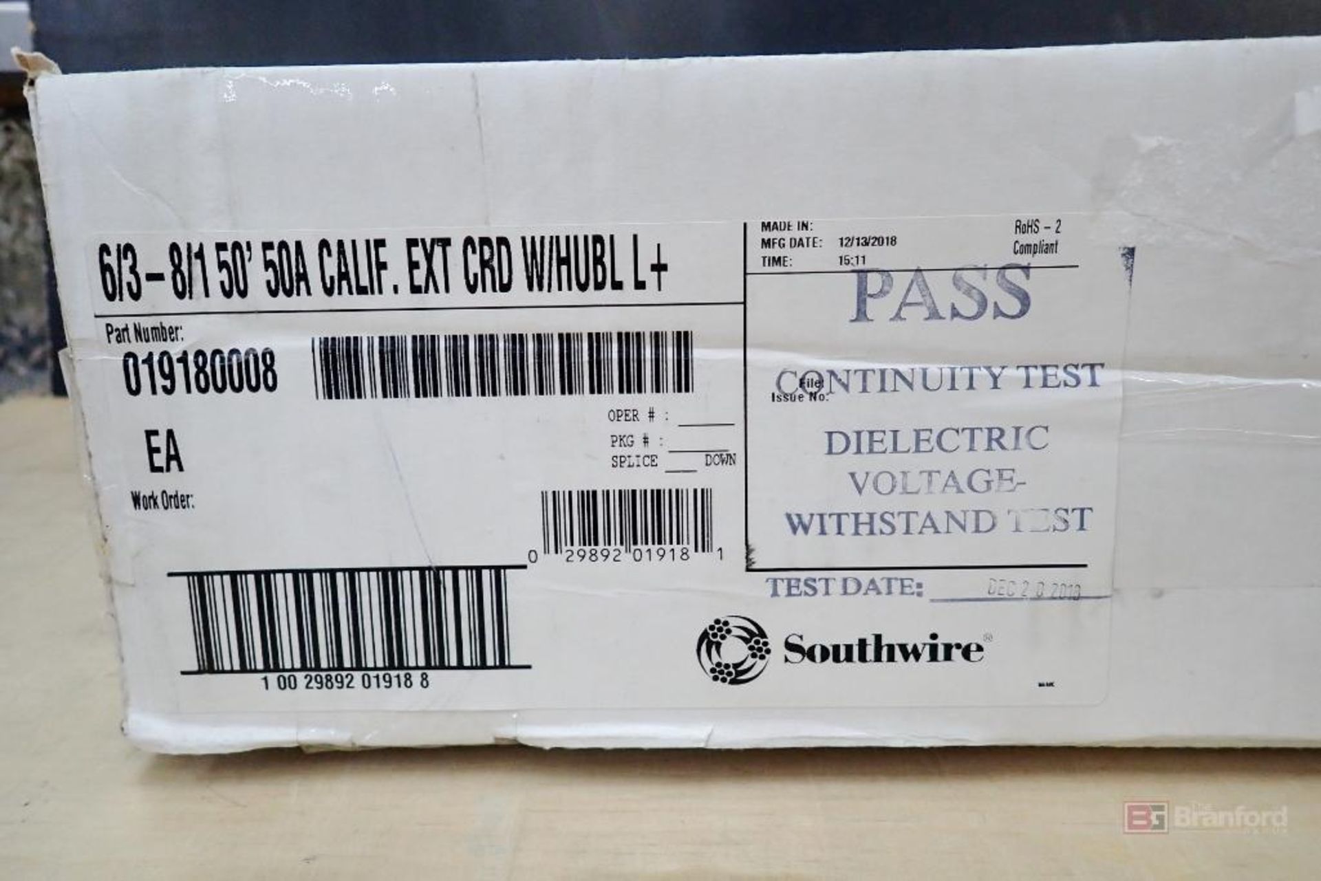 Southwire P/N 19180008 50Ft, 6/3 & 8/1 SEOW 50A Temporary Power Extension Cord - Image 2 of 4