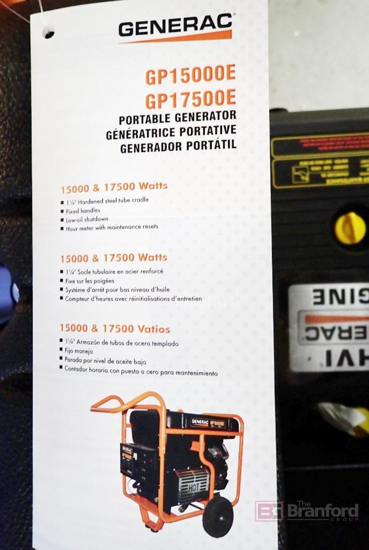 GENERAC GP17500E Gas Powered Generator - Image 5 of 12