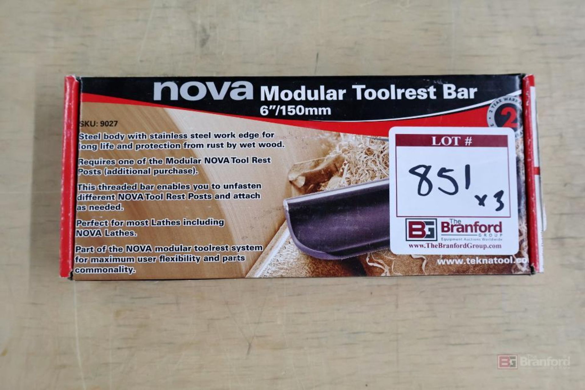 (3) NOVA 9027 Modular Toolrest Bars - Image 2 of 4