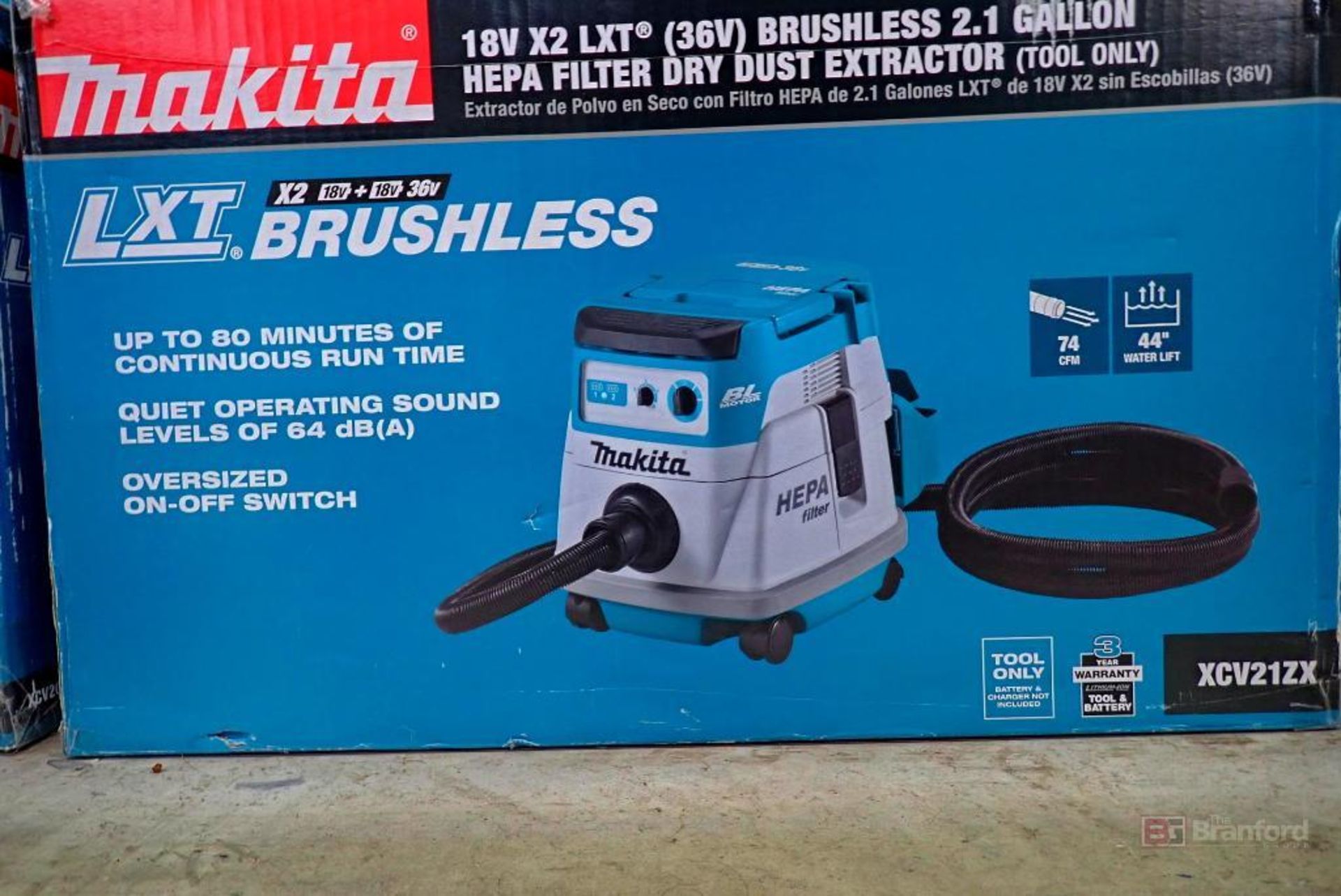 Makita XCV21ZX 18V LXT (36V) Brushless 2.1 Gallon Hepa Filter Dry Dust Extractor - Image 2 of 4