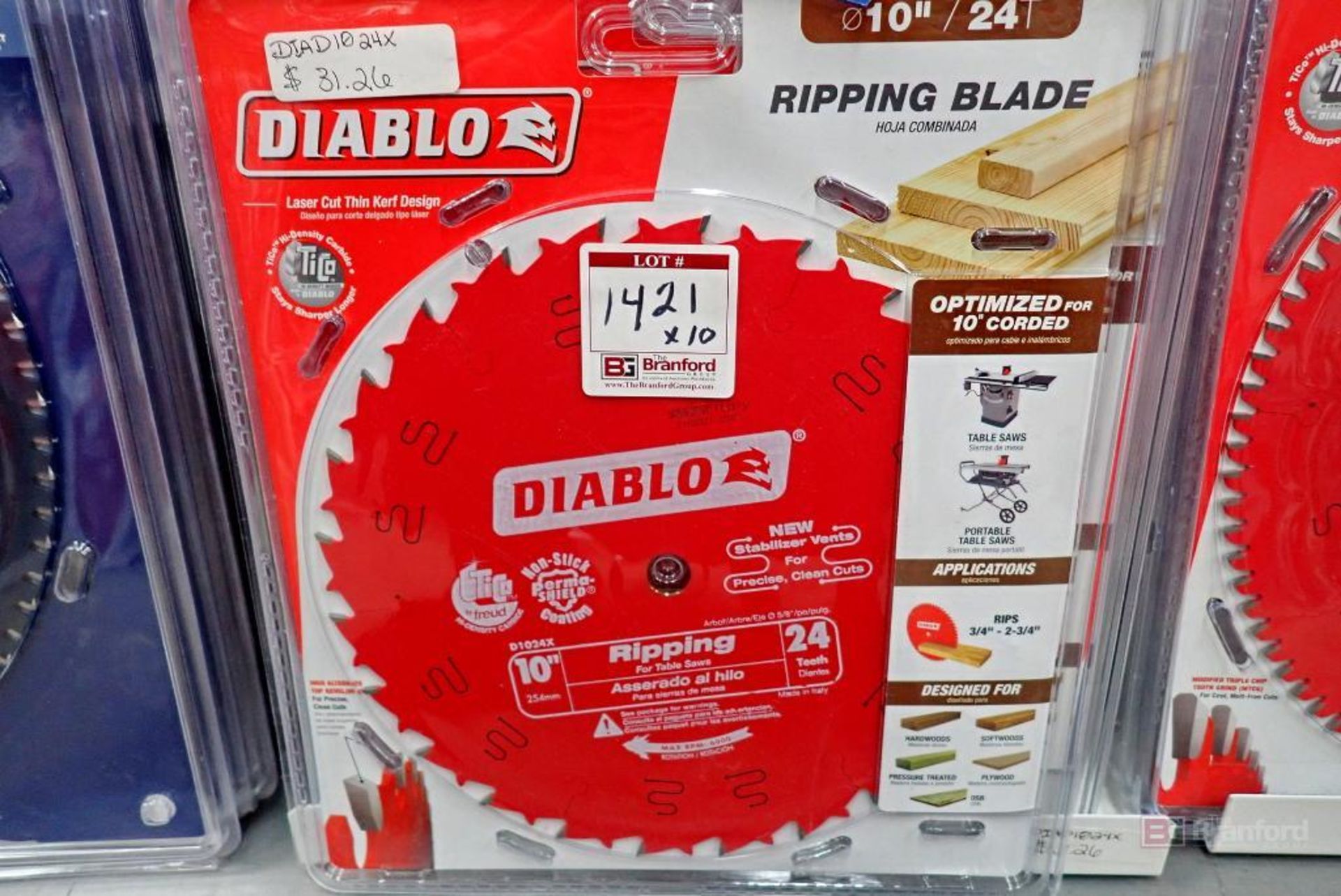 (10) Diablo 10" 24T Ripping Saw Blades