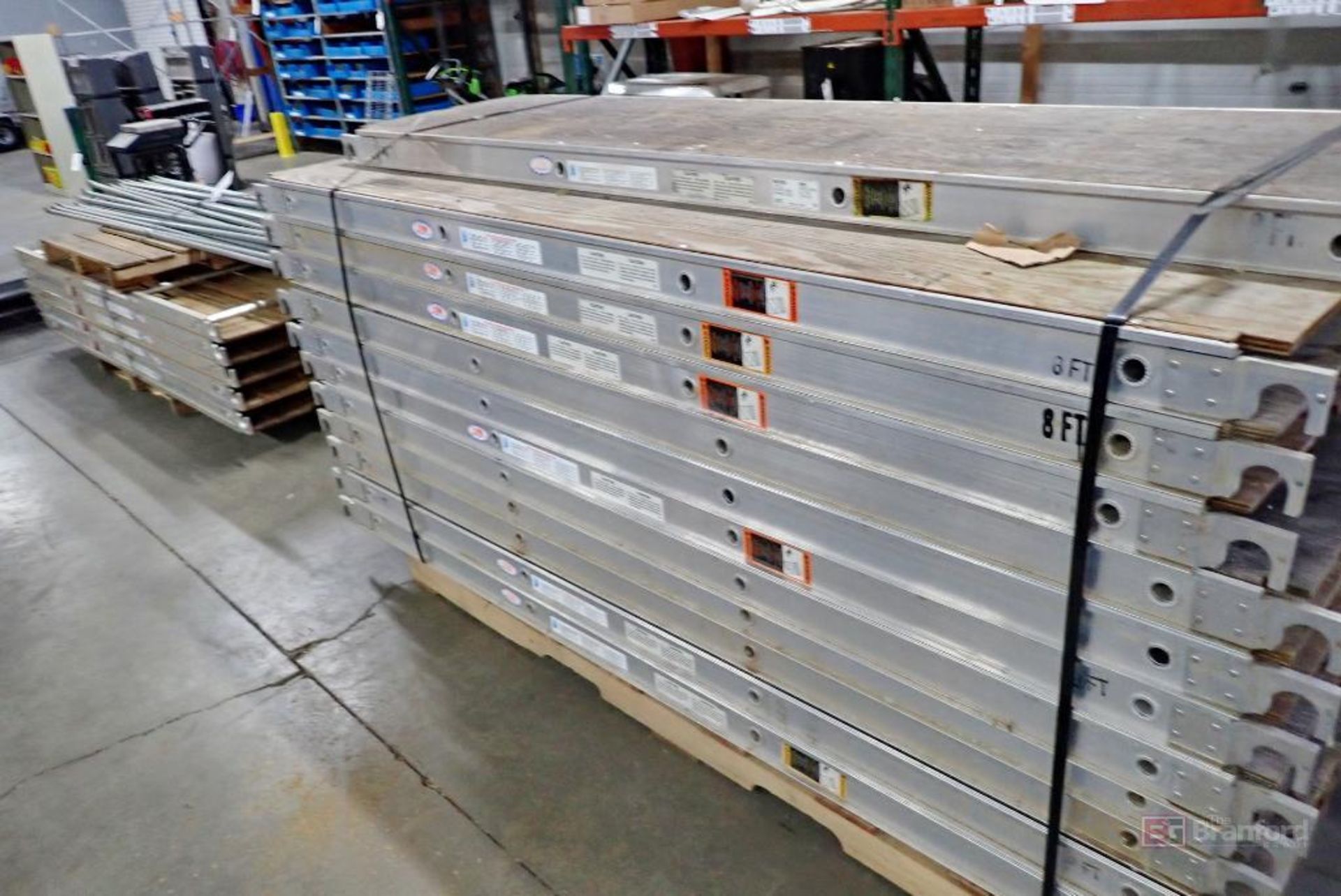 Large Lot of (33) Lynn AP8 Aluminum/Plywood Scaffold Decking Walkboards