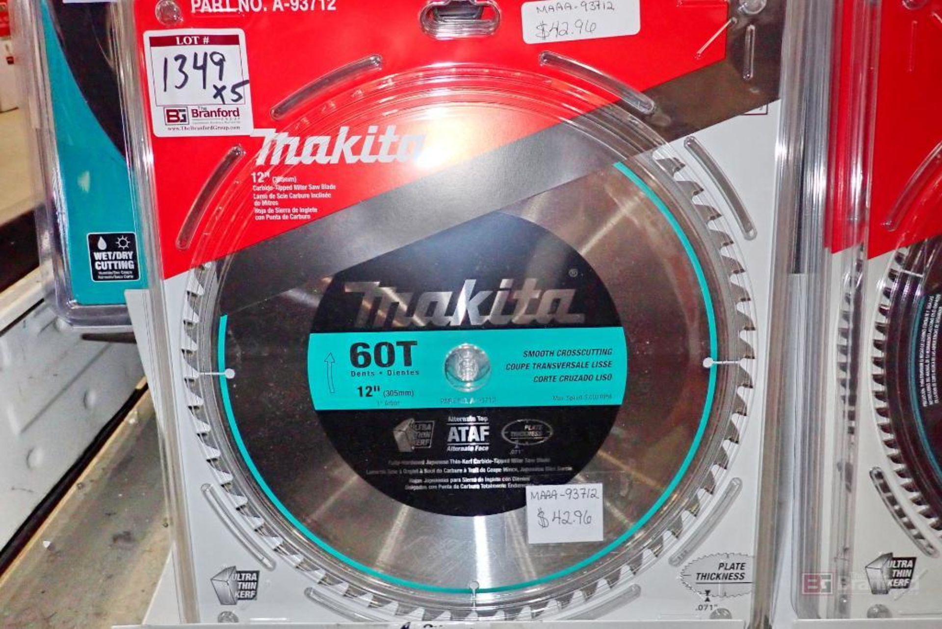 (5) Makita A-93712 12" Carbide Tipped Miter Saw Blades