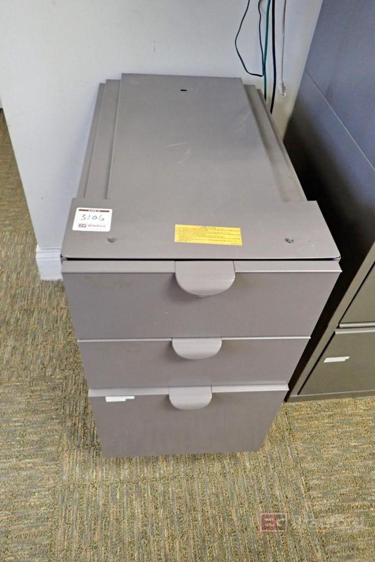 (3) 3-Drawer Lateral Cabinets w/ Countertop - Image 2 of 3