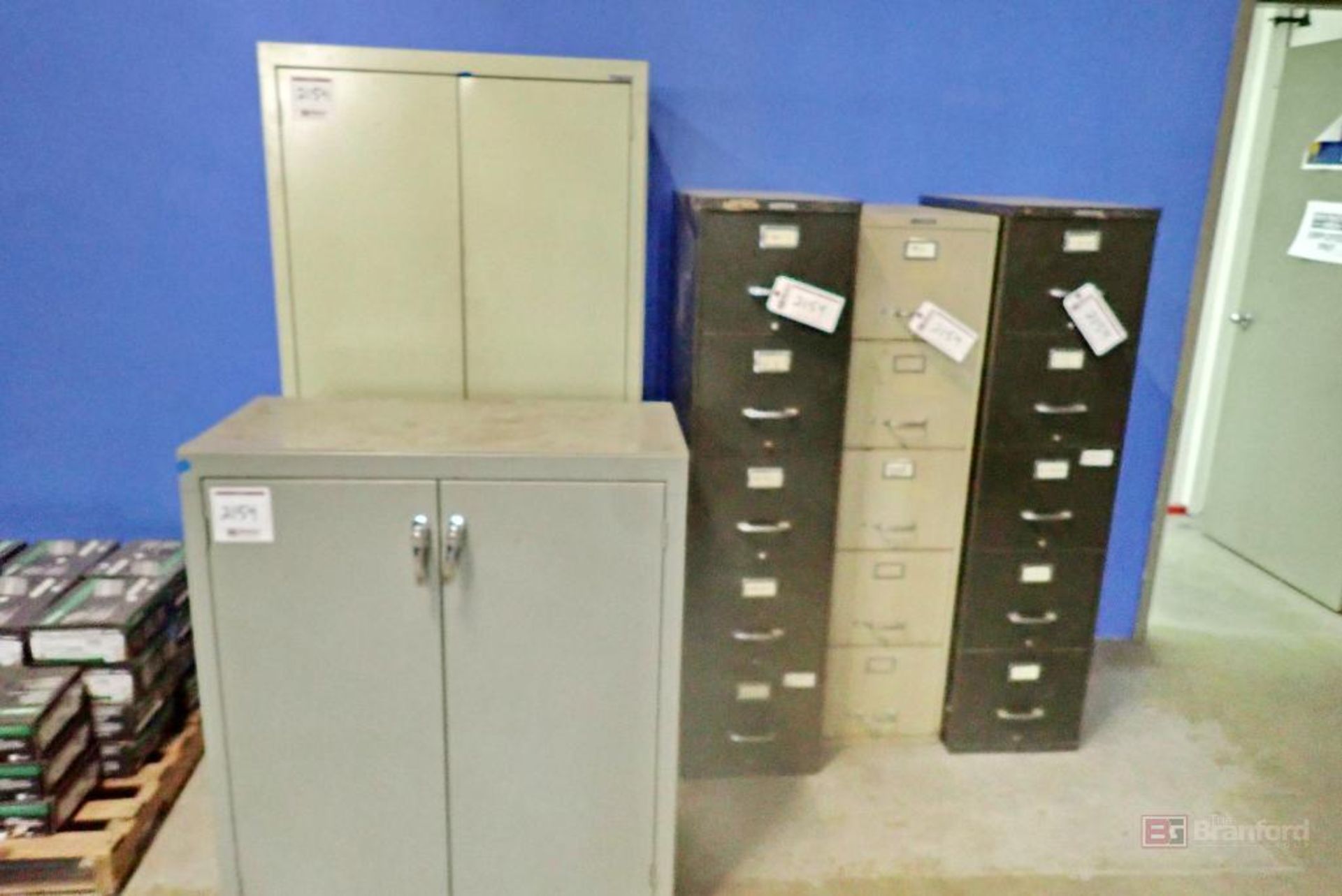 Lot of 2-Door Cabinets and Filing Cabinets