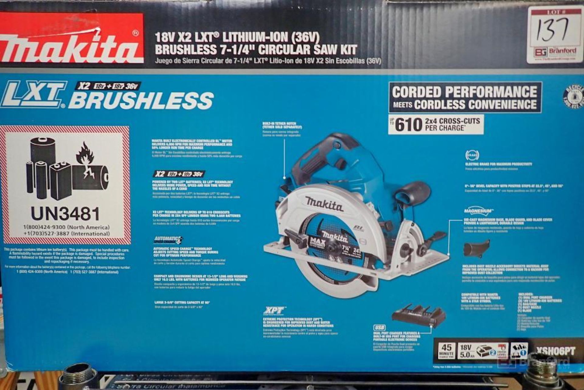 Makita 18V X2 LXT Lithium-Ion (36V) Brushless 7-1/4" Circular Saw Kit - Image 7 of 7