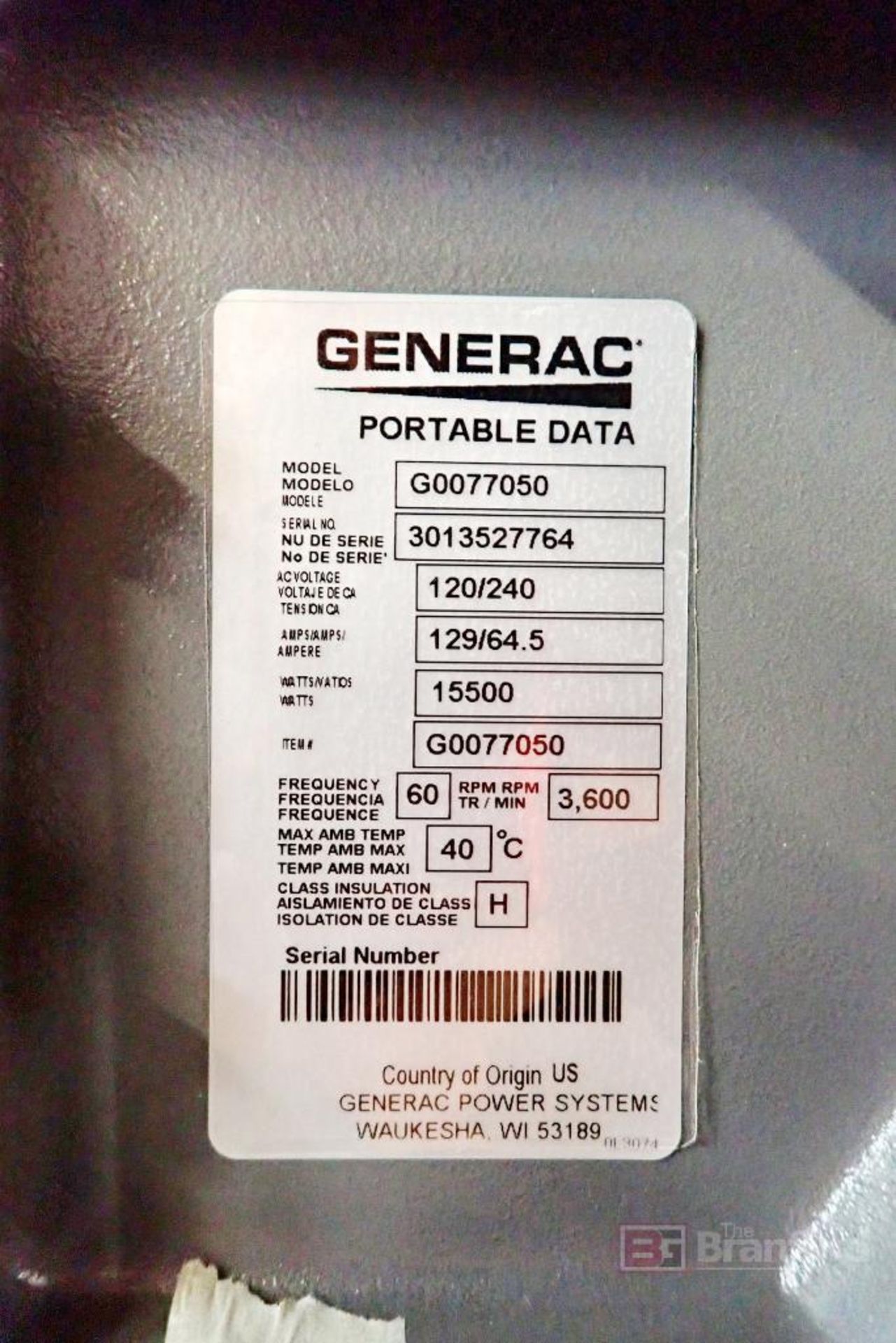 GENERAC Power Rush GP15500EFI Gas Powered Generator - Image 4 of 11