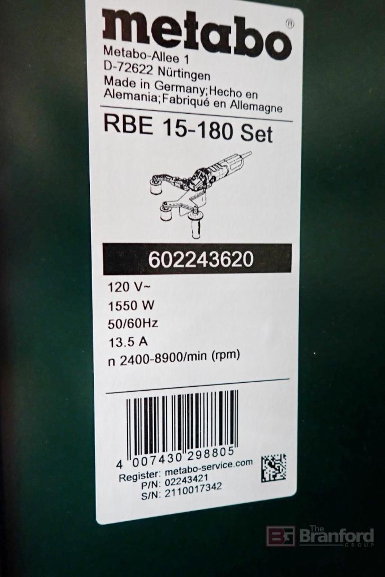 Metabo RBE 15-180 Set (602243620), Tube Belt Sander Set - Image 5 of 5