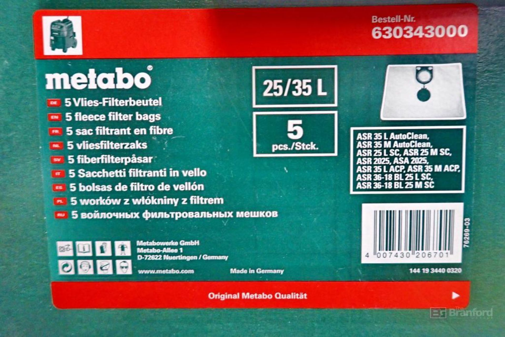 (2) Metabo 630343000 Fleece Filter Bags - Image 3 of 4