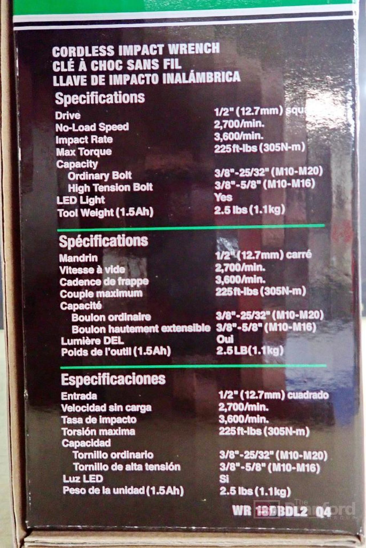 Metabo HPT WR 18DBDL Q4 Brushless Cordless Impact Wrench - Image 3 of 4