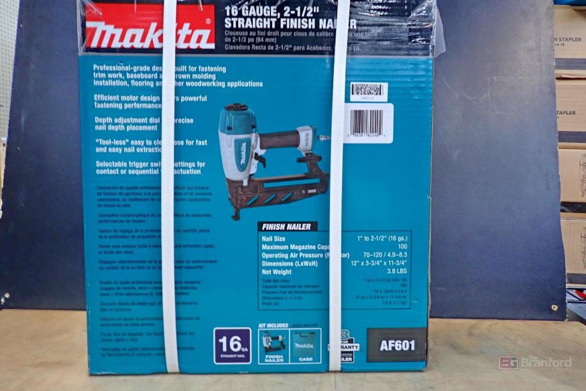 Makita AF601 16 Gauge, 2-1/2" Straight Finishing Nailer - Image 3 of 5