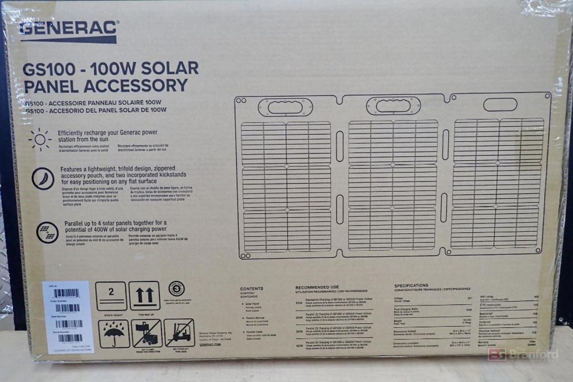 GENERAC GS100 - 100W Solar Panel Accessory, Foldable - Image 2 of 5