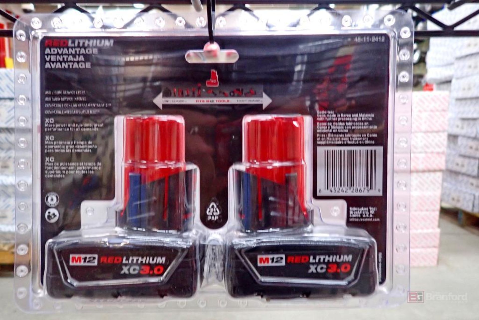 (3) Milwaukee 48-11-2412 Red Lithium XC3.0 M12 Batteries - Image 3 of 4