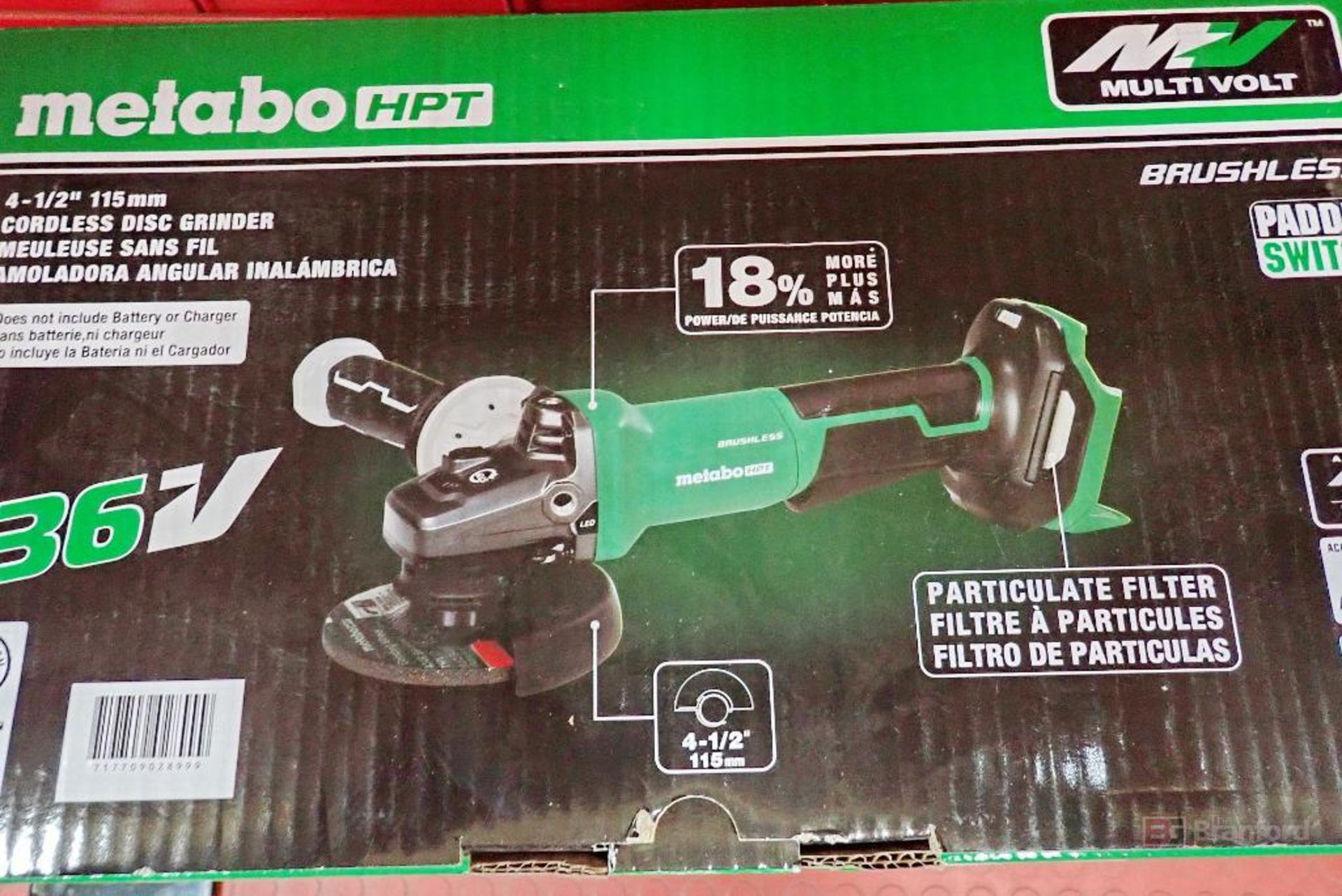 Metabo HPT G 3612DVF Q6 4-1/2" 115mm Cordless Disc Grinder - Image 2 of 5