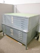 (2) Flat Drawer Blueprint Storage Cabinets