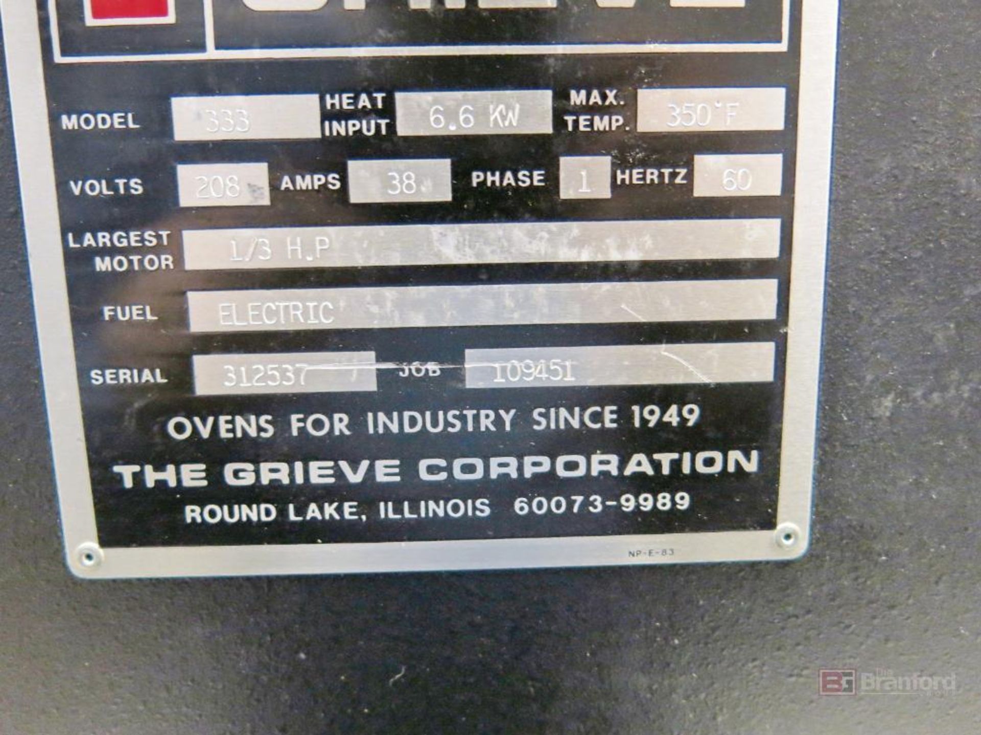 Grieve 2-Door Oven Model 333 - Image 3 of 3