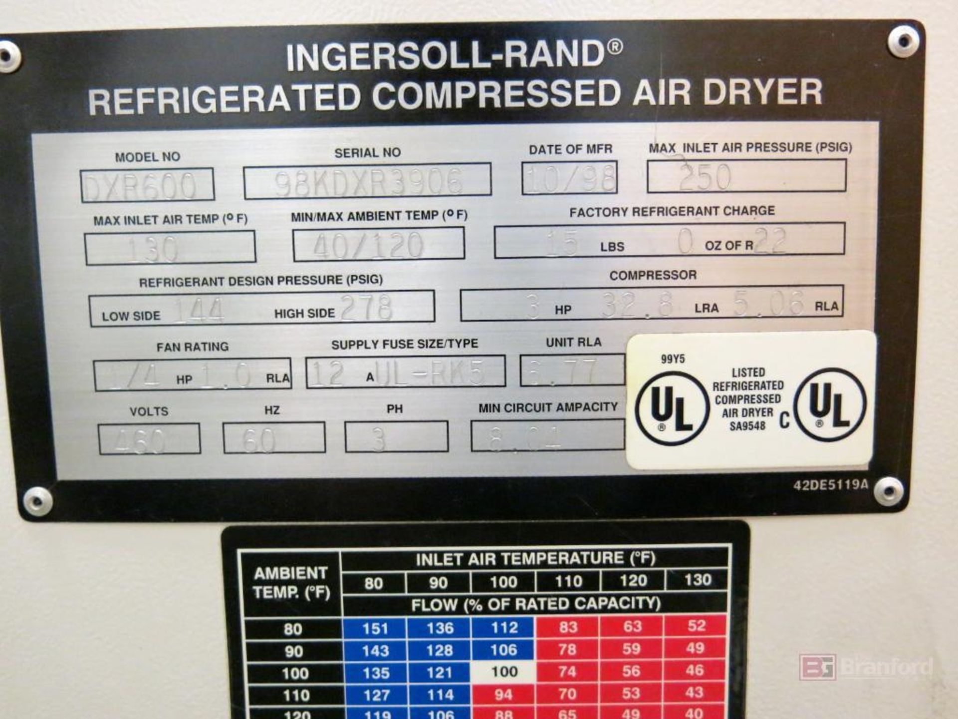 Ingersoll Rand Model DXR600 Refrigerated Air Dryer - Bild 6 aus 6