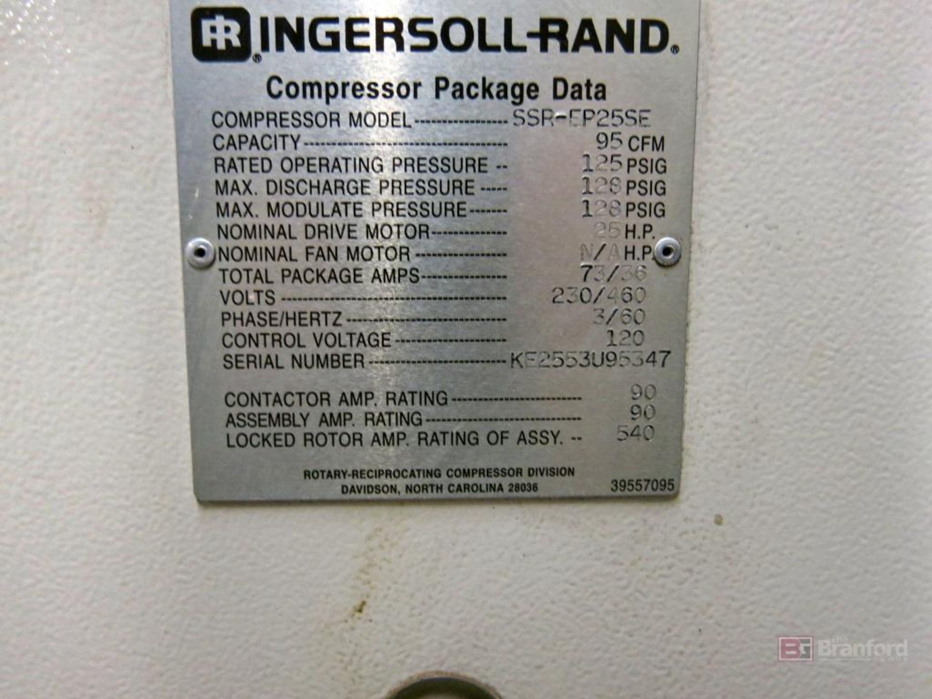 Ingersoll Rand 25-HP Air Compressor Model SRR-EP25SE - Image 6 of 6