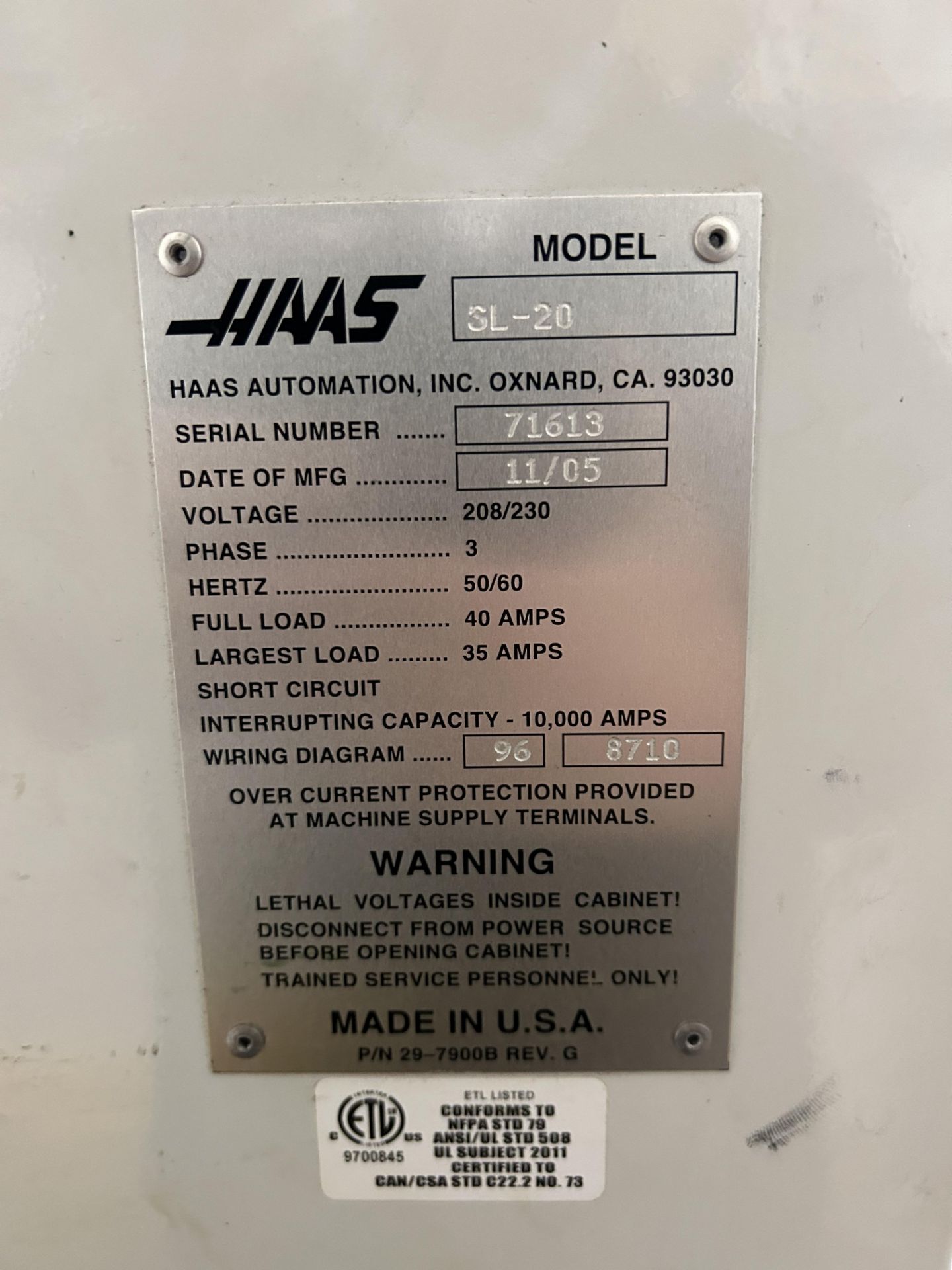 Haas Model SL-20 CNC Turning Center/Lathe - Image 6 of 13