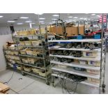 (6) Castered Wire Shelves w/ Contents