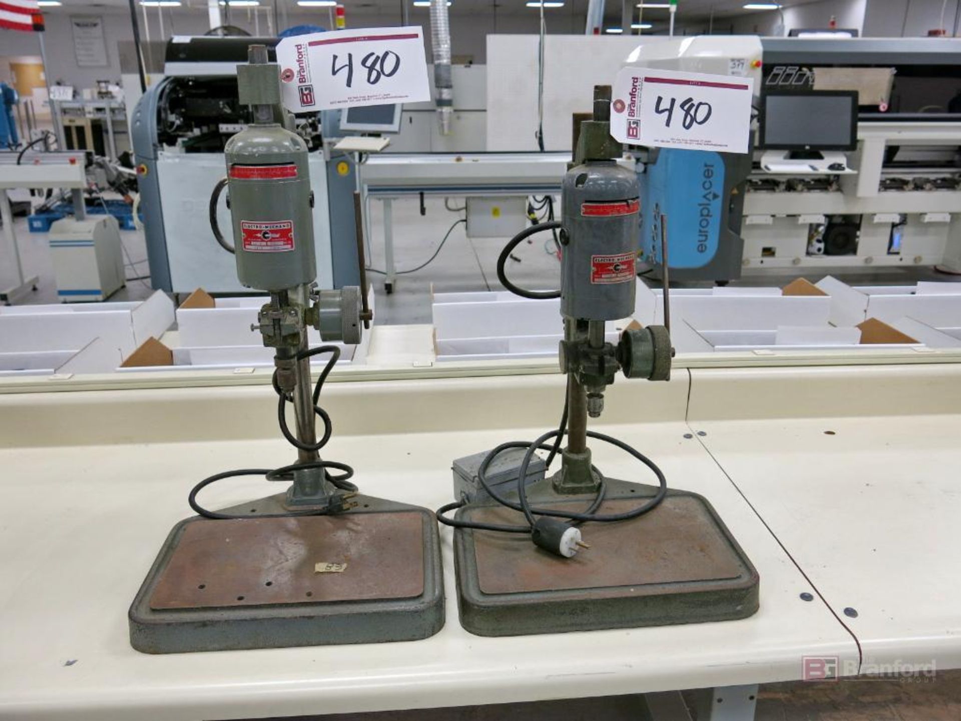 (2) Electric Mechano Model 105W Pedestal Benchtop Drill Presses
