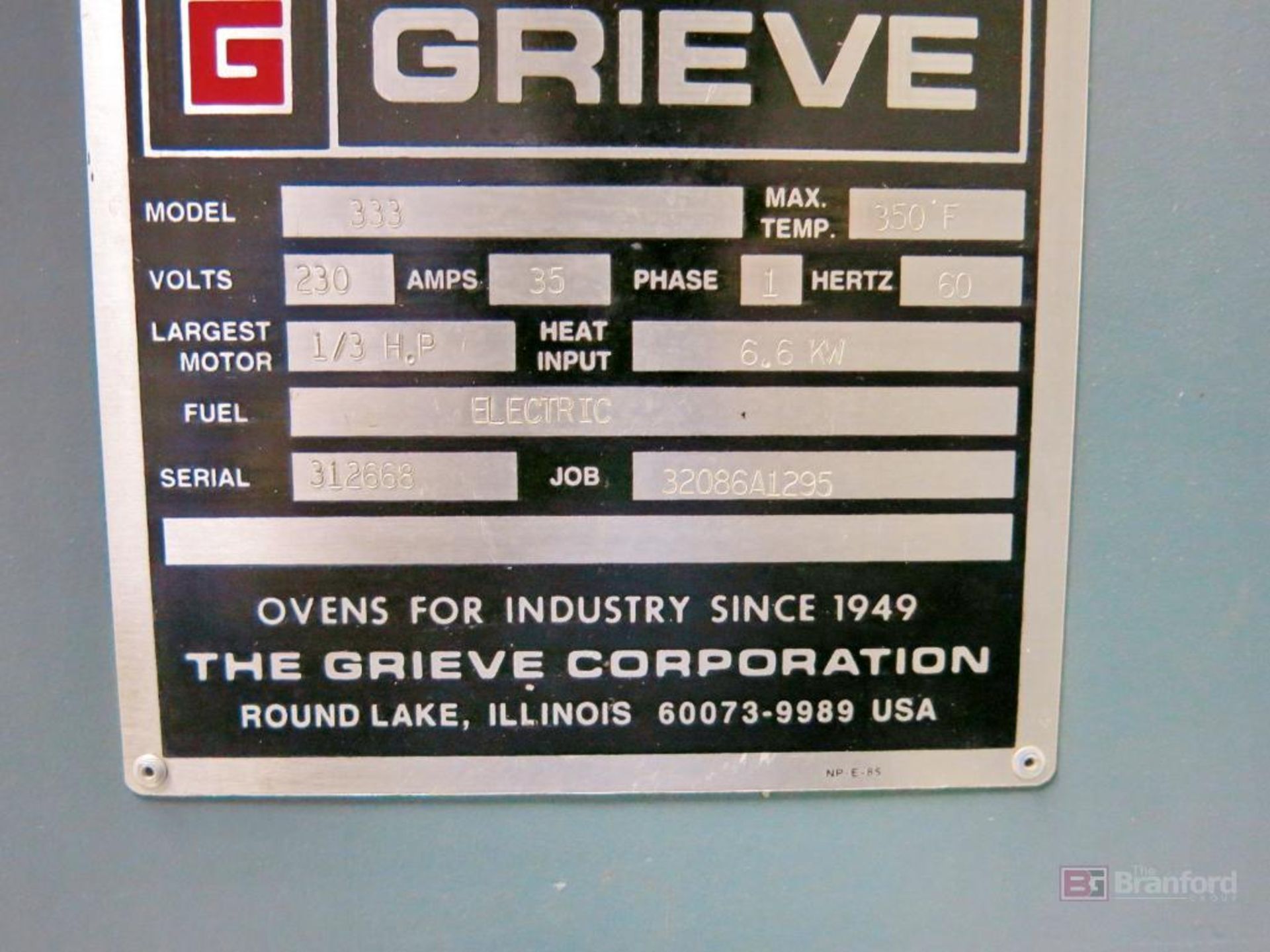 Grieve 2-Door Oven Model 333 - Image 3 of 3