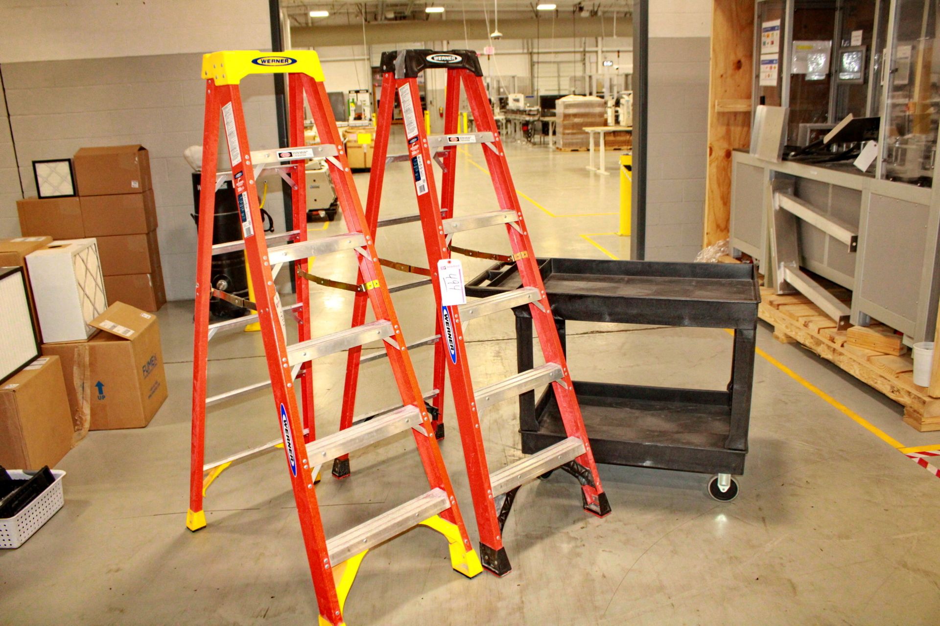 (2) Werner 6ft Step Ladders & (1) Shop Cart