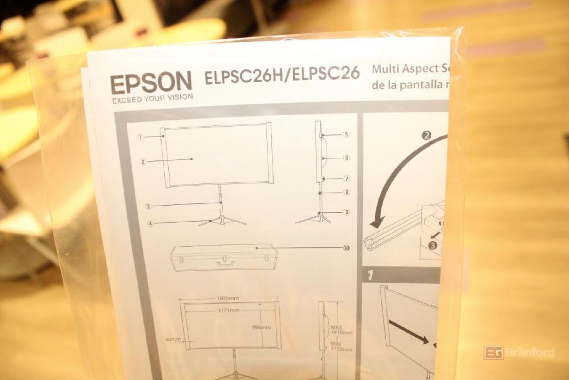 (2) 80" Epson ELPSC26 Multi-aspect Projector Screen - Image 3 of 3