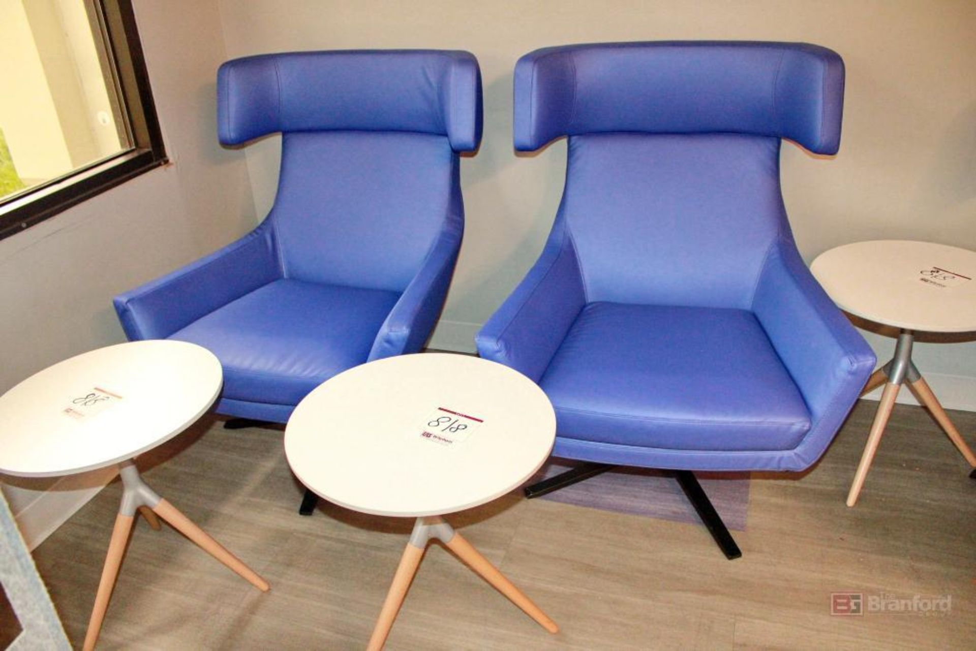 (3) Lounge Chairs & (3) Small Round Tables - Image 2 of 3