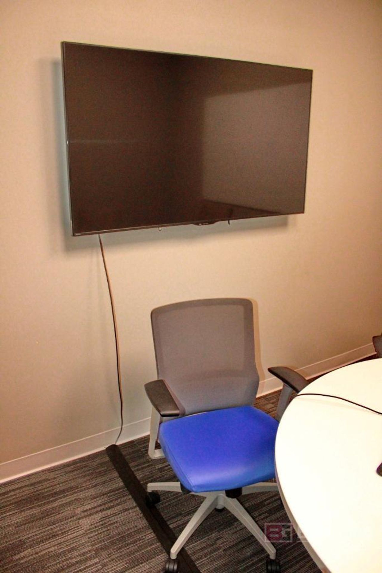 Office Area, Round Table, (5) Chairs, White Board, & Sharp Flatscreen TV - Image 3 of 4
