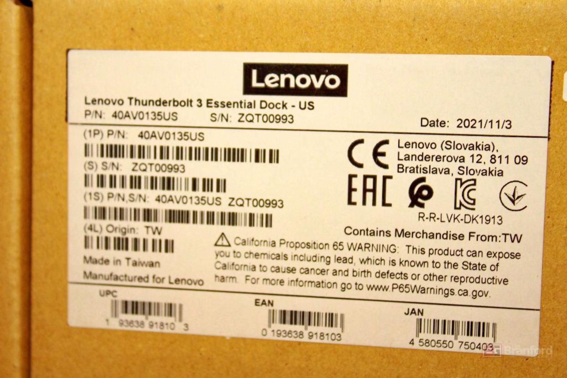 (5) Lenovo Thunderbolt 3 Essential Dock, Docking Station - Image 2 of 2