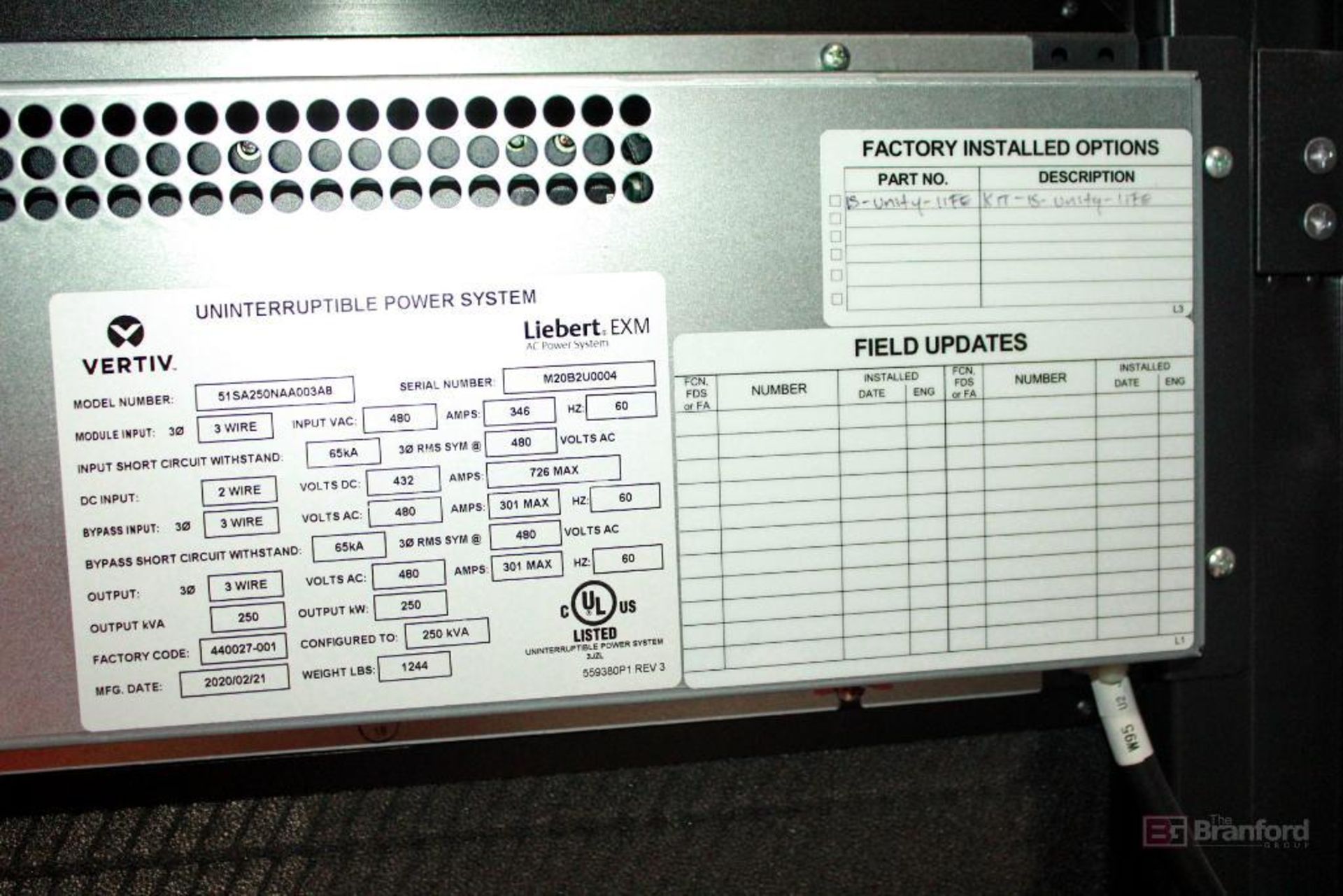 Vertiv Liebert EXM 51SA250NAA003A8 250-kVA AC Power UPS System, (2020) - Image 12 of 18