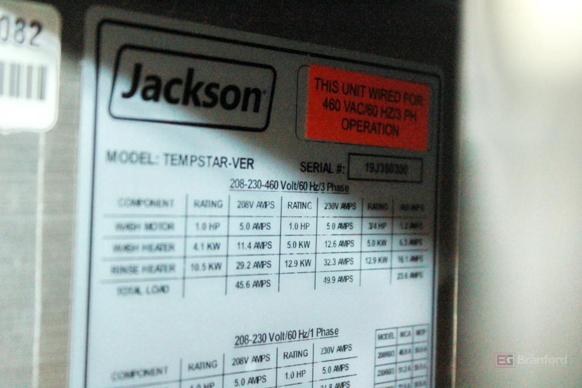 Jackson TEMPSTAR Commercial Dishwasher Model Tempstar-VER - Bild 7 aus 10