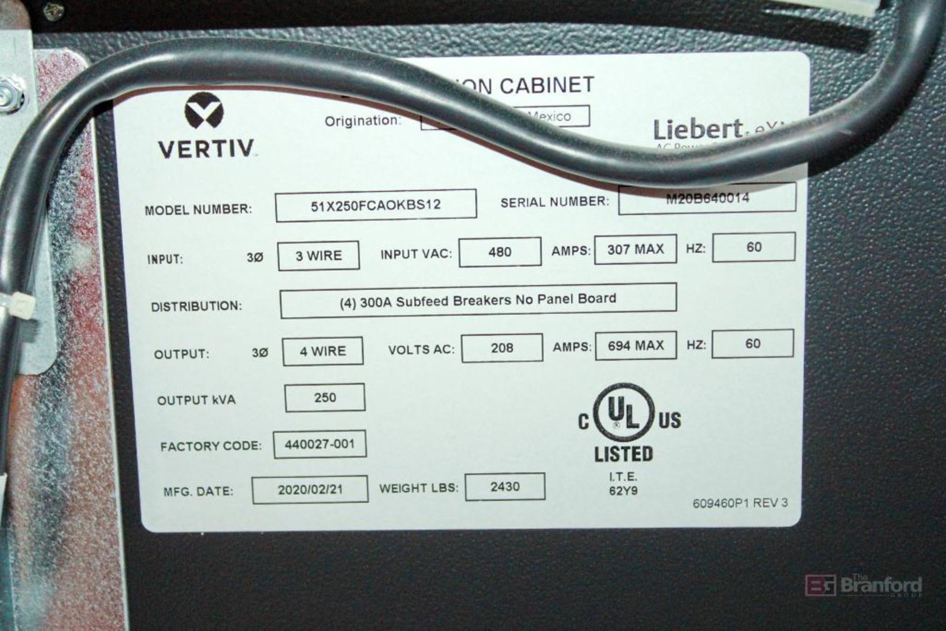 Vertiv Liebert EXM 51SA250NAA003A8 250-kVA AC Power UPS System, (2020) - Image 7 of 19