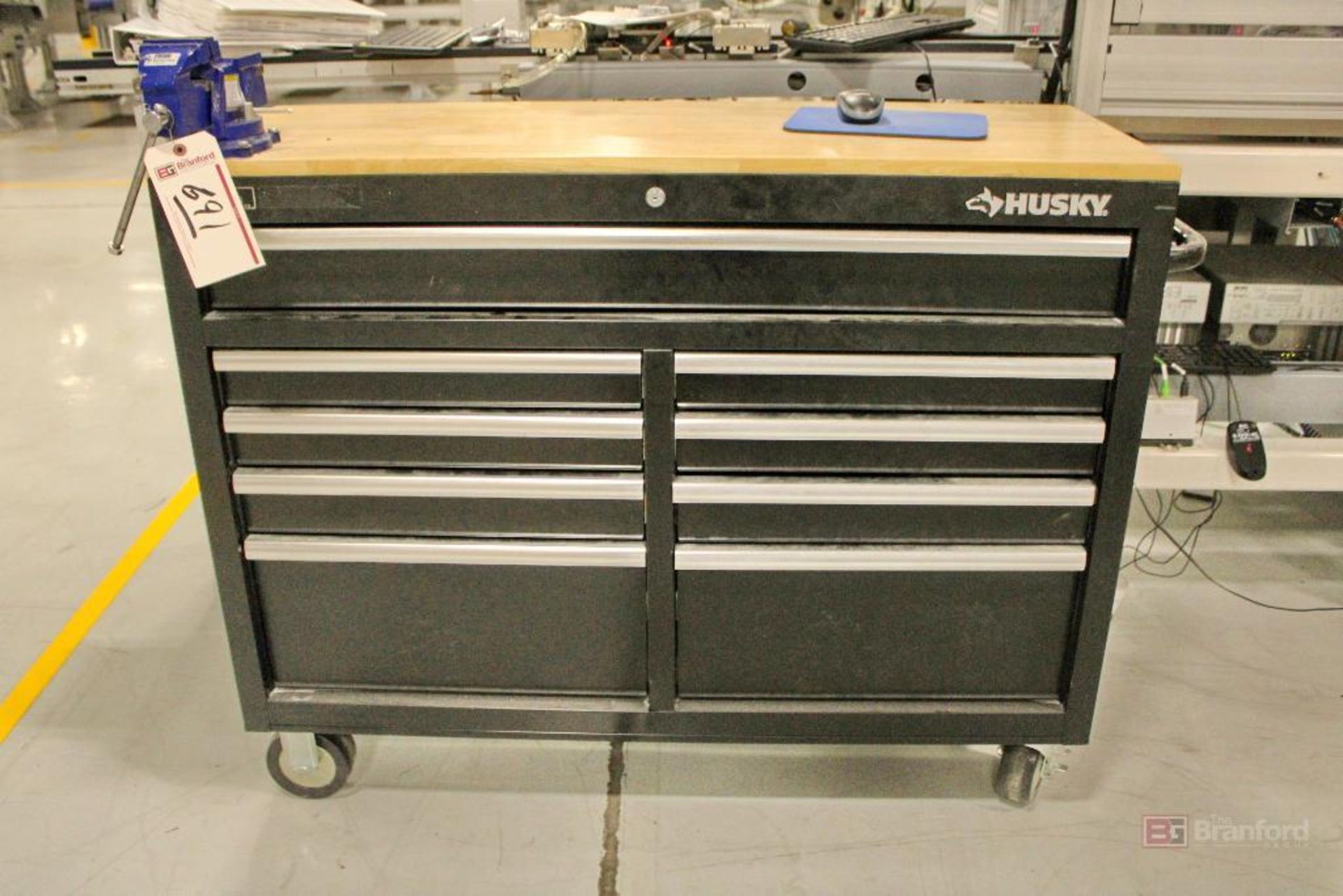9-Drawer Rolling Husky Brand Tool Chest with Content & 3inch Vise