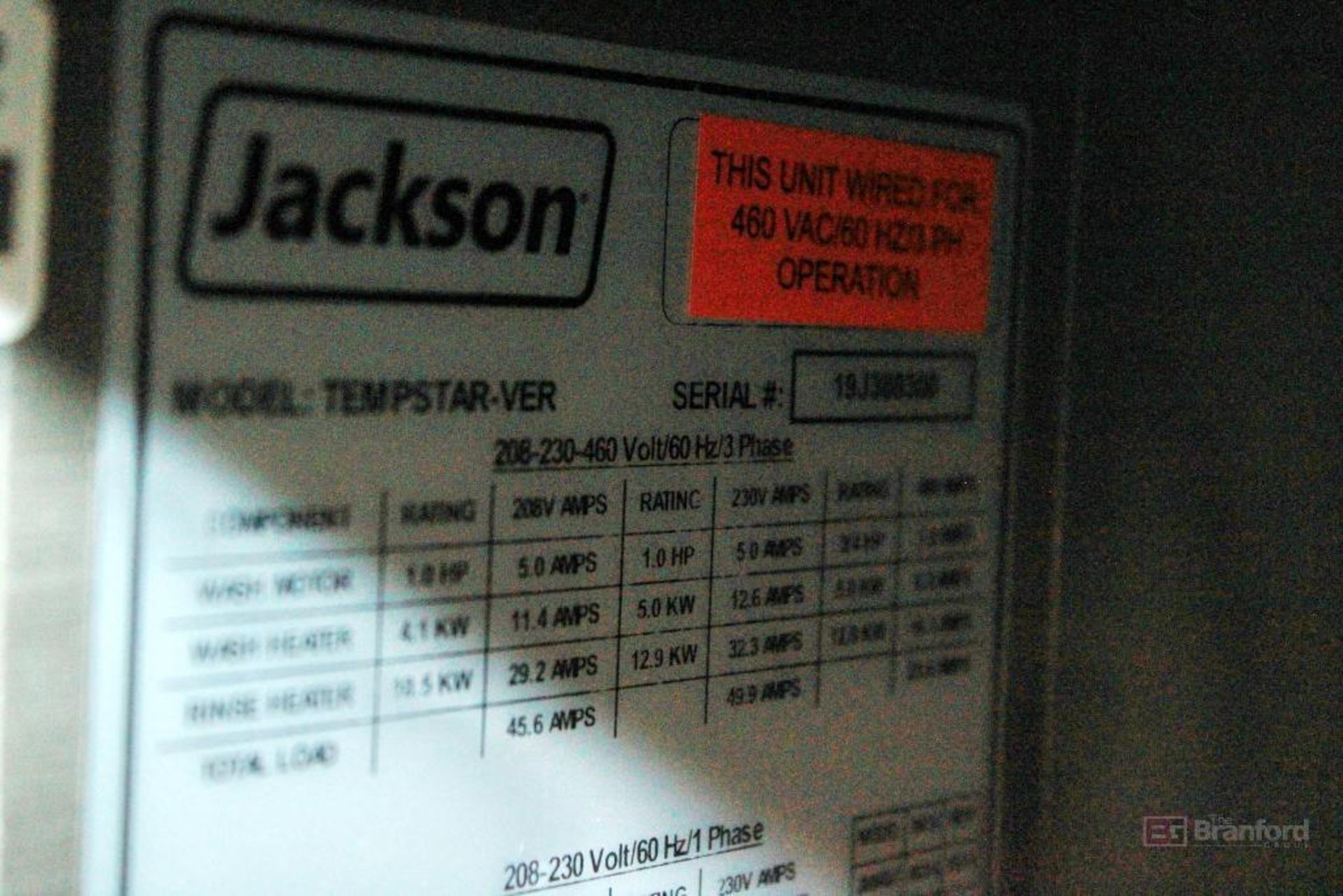 Jackson TEMPSTAR Commercial Dishwasher Model Tempstar-VER - Image 6 of 10