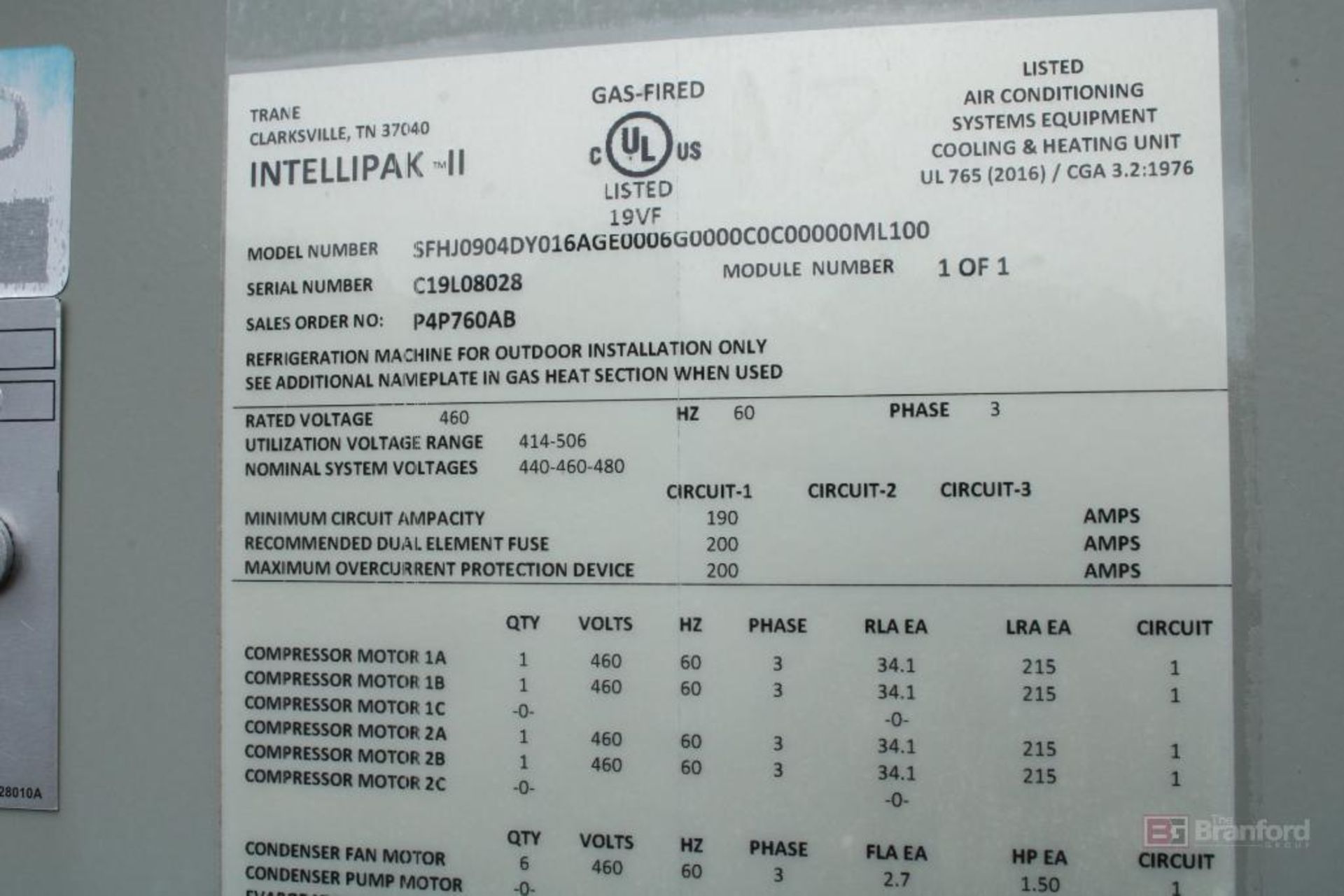 Trane Intellipak-II Self-contained Natural Gas-Fired 105-Ton HVAC System - Image 23 of 40