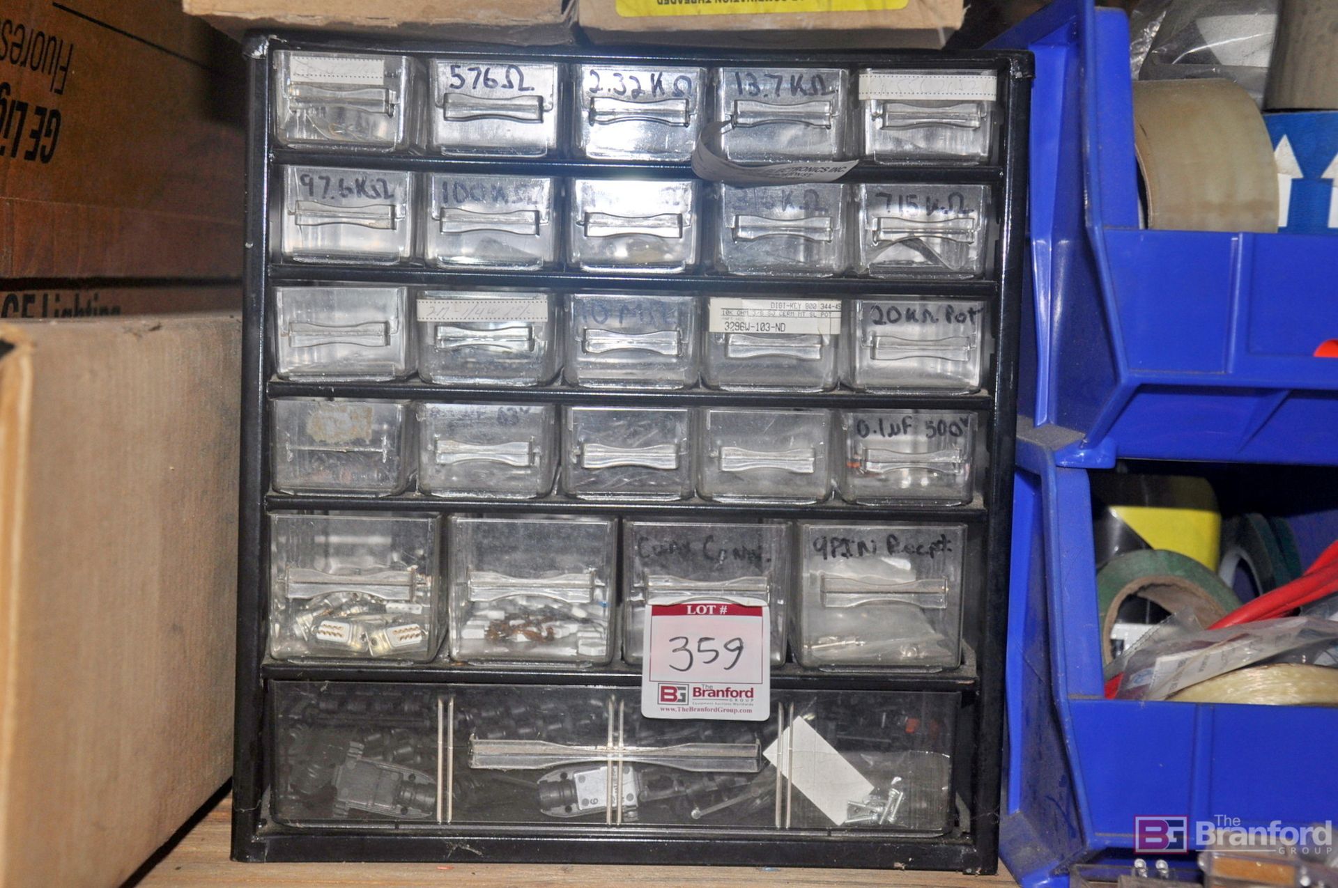 Multi spot organizer bins, w/ resistors & connectors - Image 3 of 3