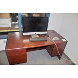 Maroon woodgrain desk