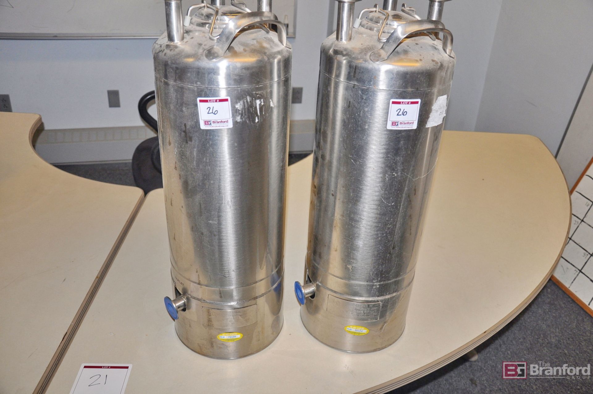 (2) Millipore 20L pressure tanks