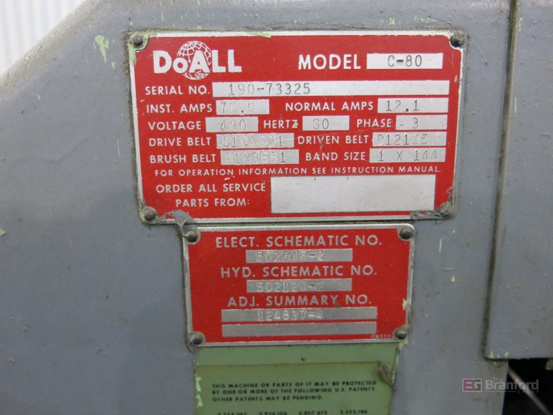 DoAll Model C80 Continuous Blade Horizontal Band Saw - Image 4 of 4