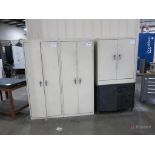 (3) 2-Door Metal Cabinets, 2-Door Wooden Cabinet w/ Contents