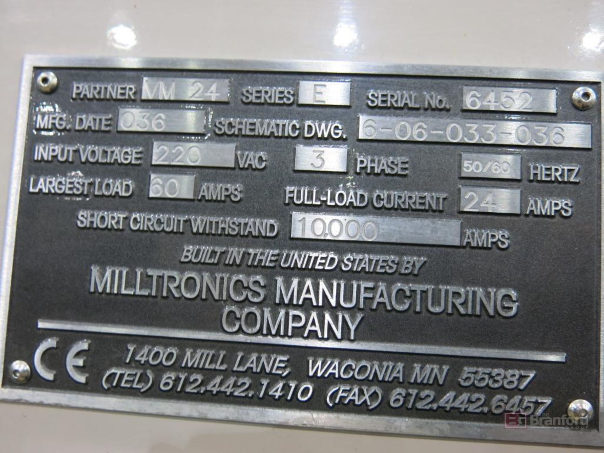 Miltronics Model VM24 CNC Machining Center w/ Centurion 6 Digital Controls - Bild 8 aus 8