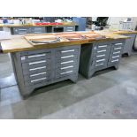 (2) Kennedy 10-Drawer Butcher Block Top Work Benches