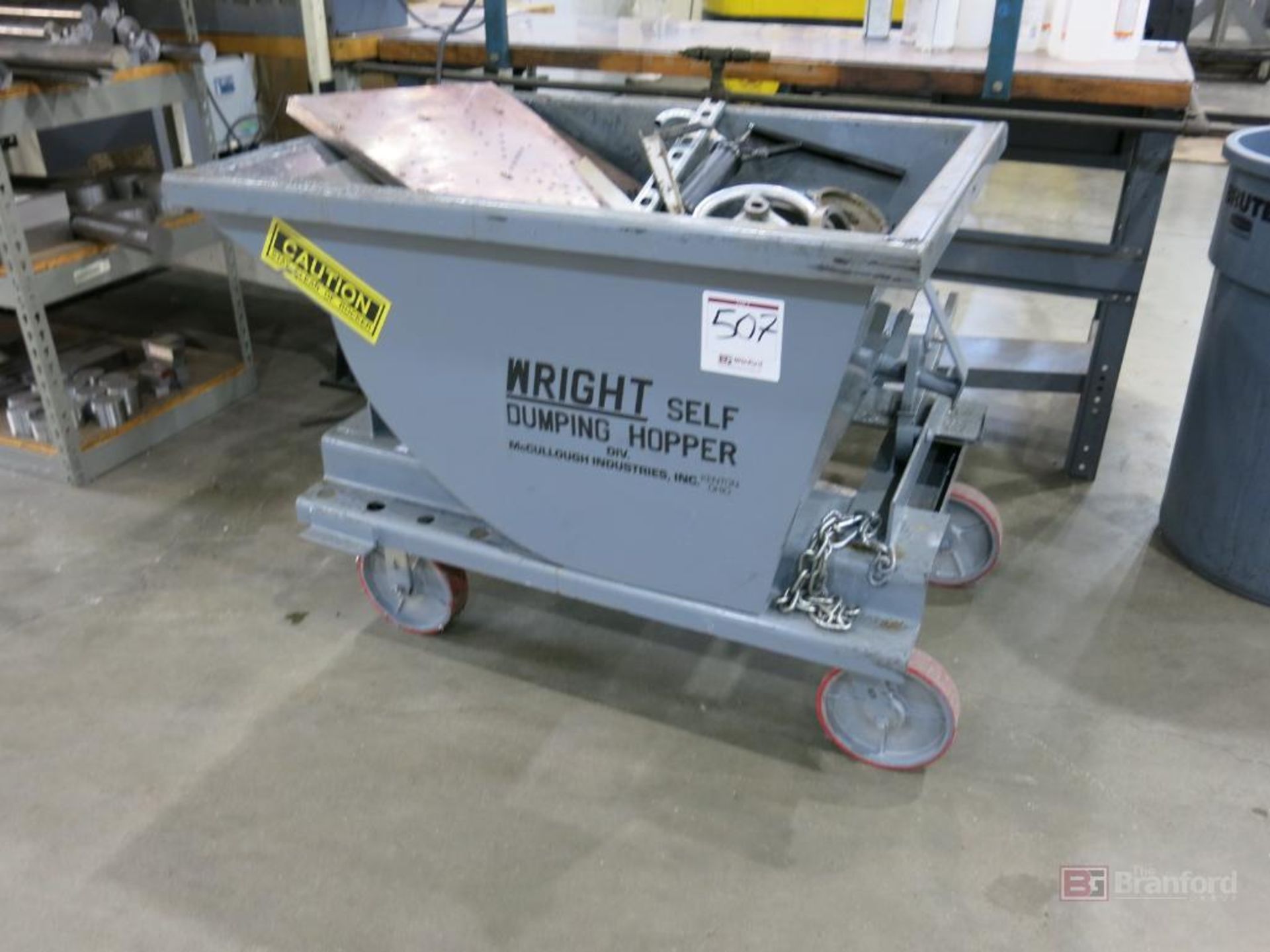 Wright Approx. 1/4-Yard Cap. Forklift Mount Castered Self Dumping Hopper