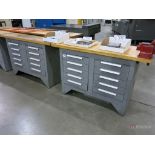 (2) Kennedy 10-Drawer Butcher Block Top Work Benches w/ Wilton 6" Benchtop Vise