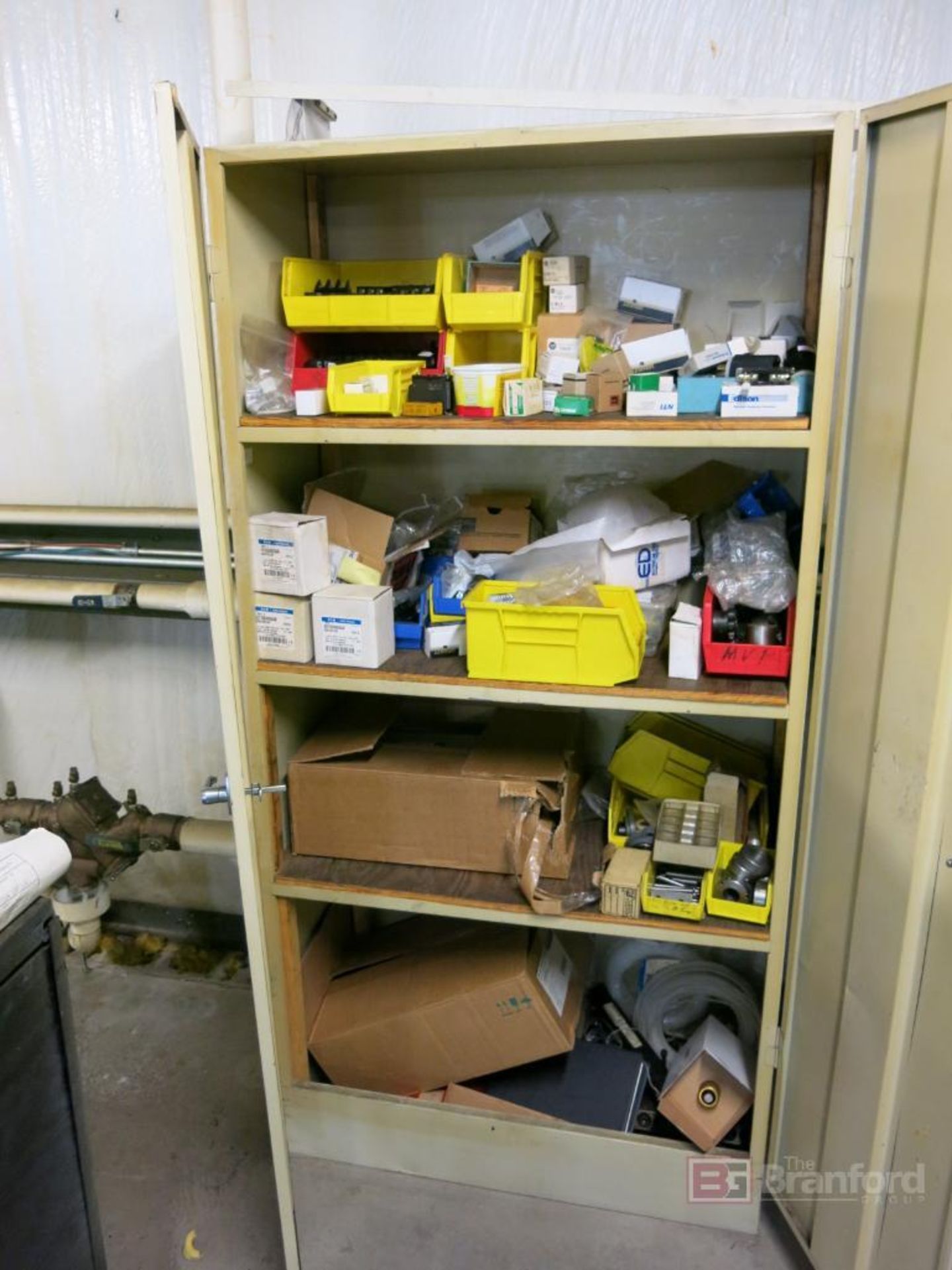 2-Door Metal Cabinet, Medium Duty Shelving w/ Contents