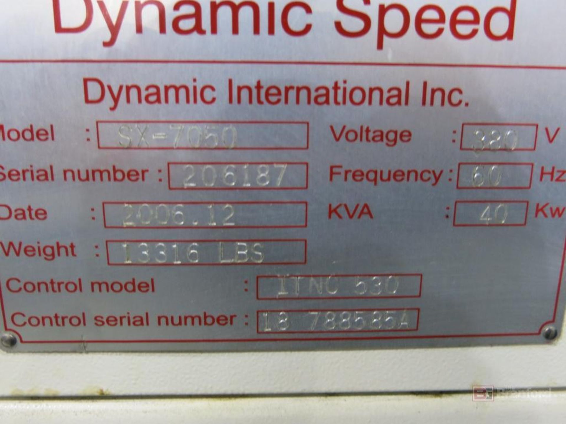 Dynamic Speed Model SX7050 Vertical Machining Center, w/ Heidenhain TNC530 CNC Controls - Image 11 of 11