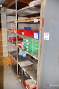 Shelving unit and contents inc rollaway bearing units, collets, bits, motors, etc
